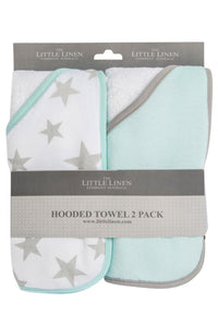 The Little Linen Co Hooded Towels 2pk - Starlight Mint