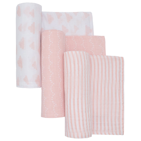 Living Textiles 3-pack Muslin wraps - Blush Pink