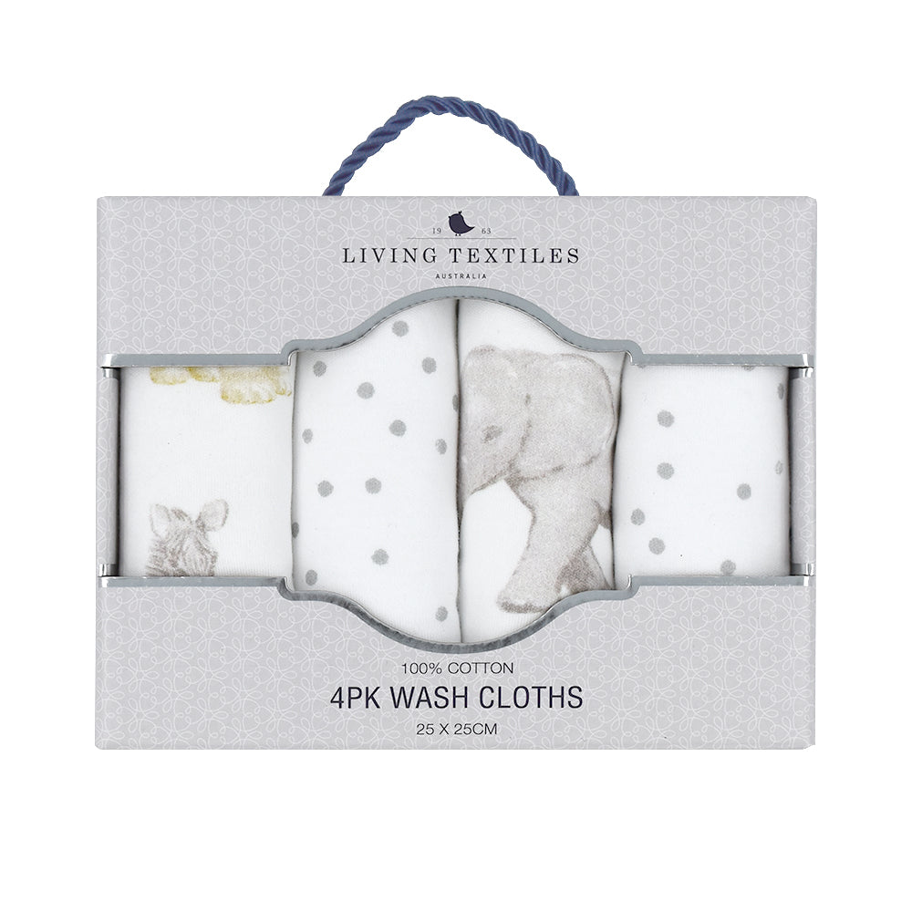 Living Textiles 4pk Face Washers - Savanna Babies/Dots