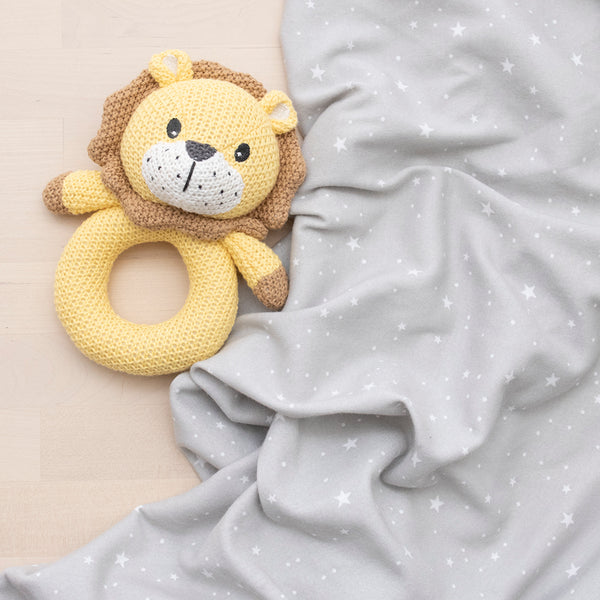 Living Textiles Jersey Swaddle & Rattle - Stars/Lion