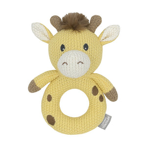 Living Textiles Knitted Ring Rattle - Noah the Giraffe