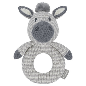 Living Textiles Knitted Ring Rattle - Zac the Zebra