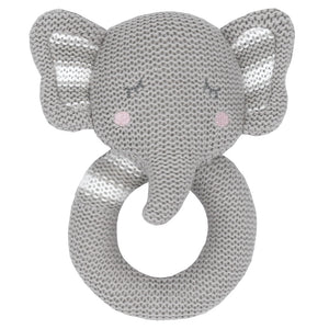 Living Textiles Knitted Rattle - Eli the Elephant
