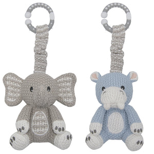 Living Textiles 2pk Stroller Toy - Elephant & Hippo