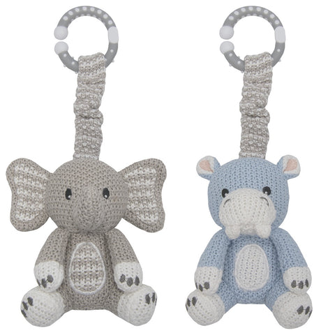 Living Textiles 2pk Stroller Toy - Elephant & Hippo