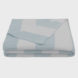 Living Textiles Knitted Pram Blanket - Blue Stripe