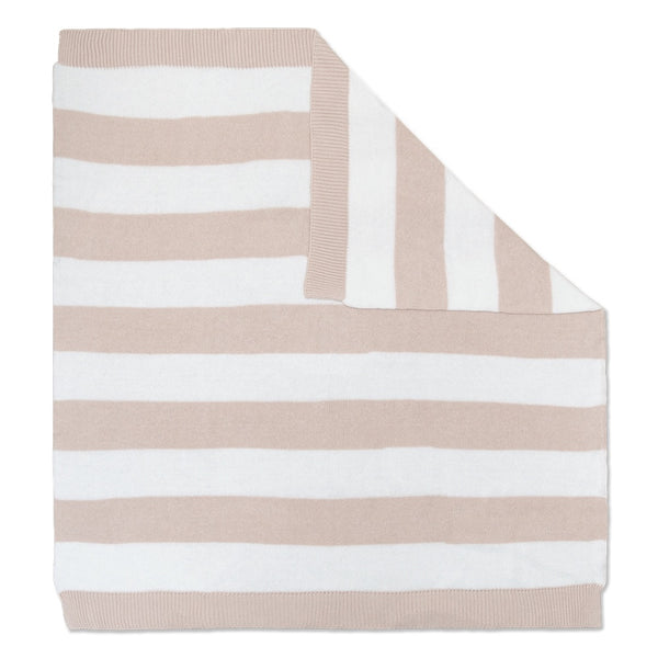 Living Textiles Knitted Pram Blanket - Pink Stripe