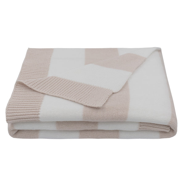 Living Textiles Knitted Pram Blanket - Pink Stripe