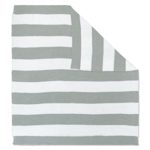 Living Textiles Knitted Pram Blanket - Grey Stripe