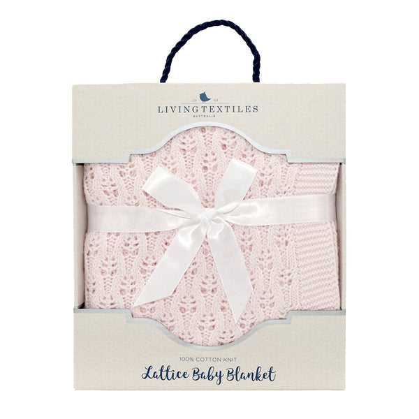 Living Textiles Lattice Baby Shawl - Blush