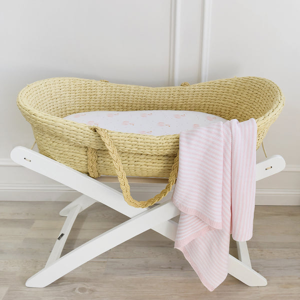 Living Textiles Knitted Stripe Blanket - Blush/White