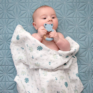 Living Textiles Organic Muslin Swaddle & Teether - Banana Leaf