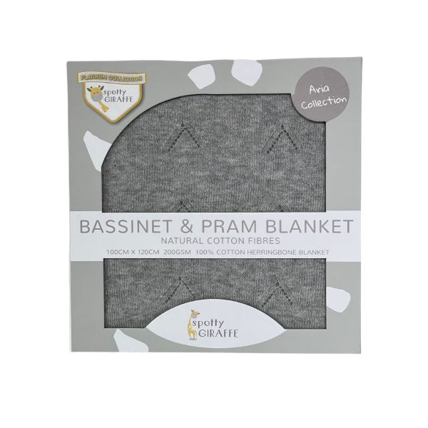 Spotty Giraffe Aria Bassinet & Pram Blanket - Space Grey