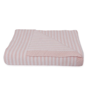 Living Textiles Knitted Stripe Blanket - Blush/White