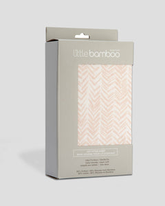 Little Bamboo Jersey Fitted Cot Sheet - Herringbone Dusty Pink