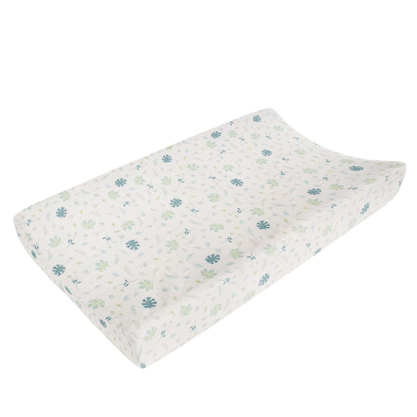 Living Textiles Organic Muslin Change Pad Cover - Banana Leaf