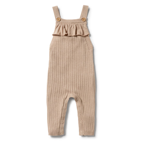 Wilson & Frenchy Knitted Rib Ruffle Overall - Oatmeal