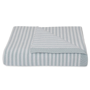 Living Textiles Knitted Stripe Blanket - Blue/White