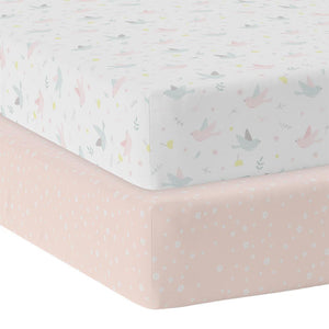 Living Textiles 2-pack Jersey Cot Fitted Sheet - Ava/Blush Floral