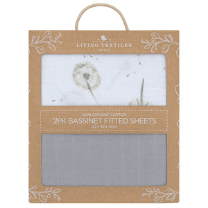 Living Textiles Organic Muslin 2pk Bassinet Fitted Sheet - Dandelion