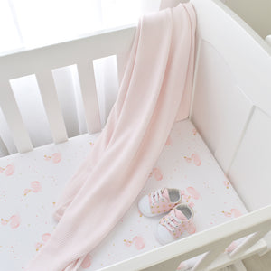 Living Textiles 2-pack Jersey Bassinet Fitted Sheet - Swan Princess/Pink Stripe