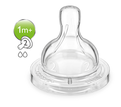 Avent 1m+ Silicone Teat Slow Flow - 2pk