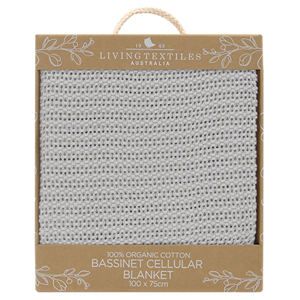 Living Textiles Organic Bassinet/cradle Cellular Blanket - Grey