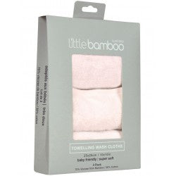 Little Bamboo Towelling Wash Cloths 3pk - Dusty Pink