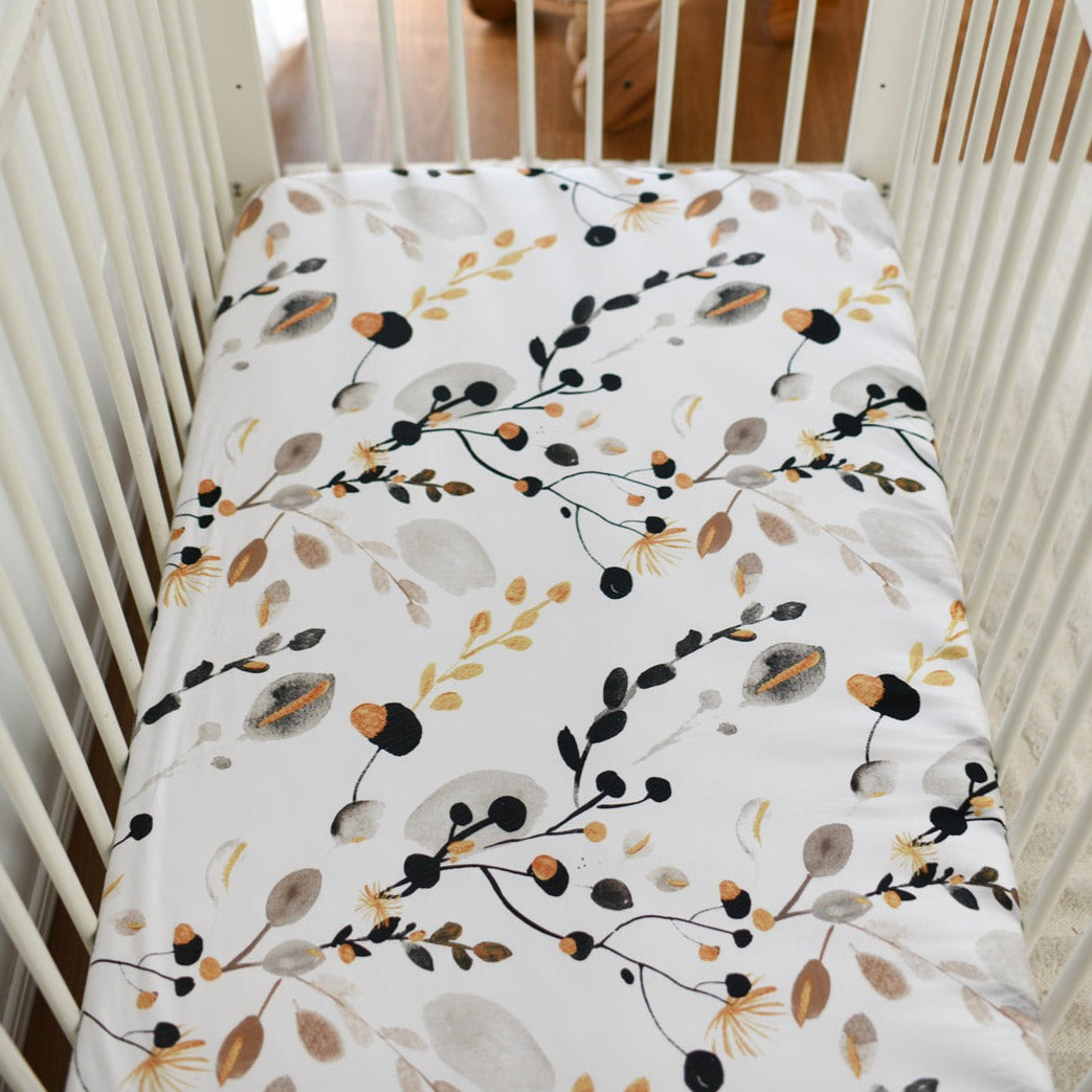 Luna's Treasures Bamboo Jersey Cot Sheet - Golden Gum