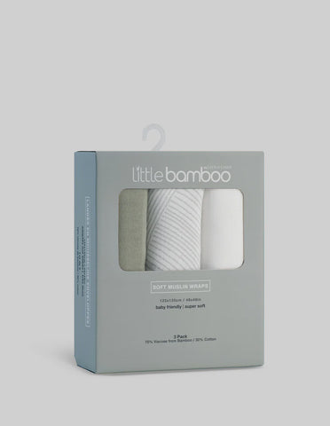 Little Bamboo Muslin Wraps 3Pk - Bayleaf