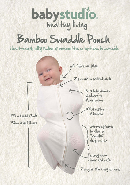 Baby Studio Swaddle Pouch Bamboo 0-3 Months