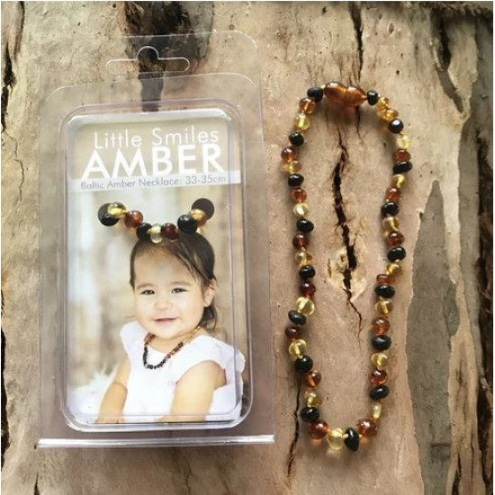 Polished cognac amber necklaces with turquoise for children wholesale -  Genuine Amber