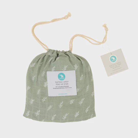 All4Ella Bamboo Cotton Fitted Cot Sheet - Sage