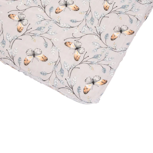 All4Ella Bamboo Cotton Fitted Cot Sheet - Butterfly