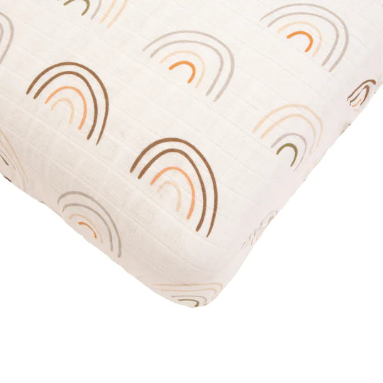 All4Ella Bamboo Cotton Fitted Cot Sheet - Earth Rainbow