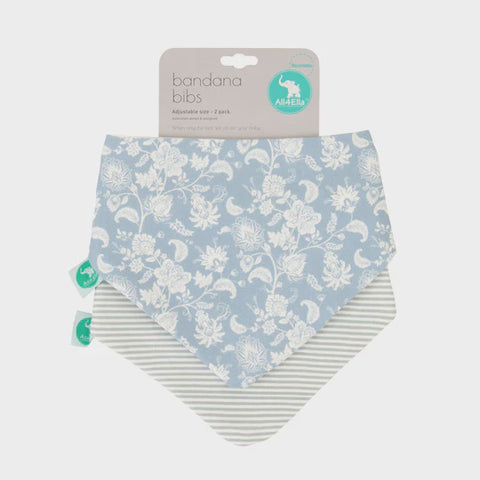 All4Ella Bandana Bibs 2pk - Vintage Blue