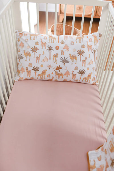 Luna's Treasures Bamboo Jersey Cot Sheet - Dusky Rose