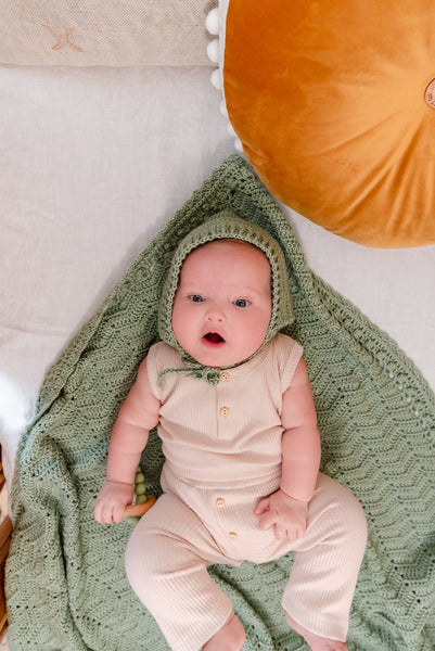 OB Designs Crochet Bonnet & Booties Set