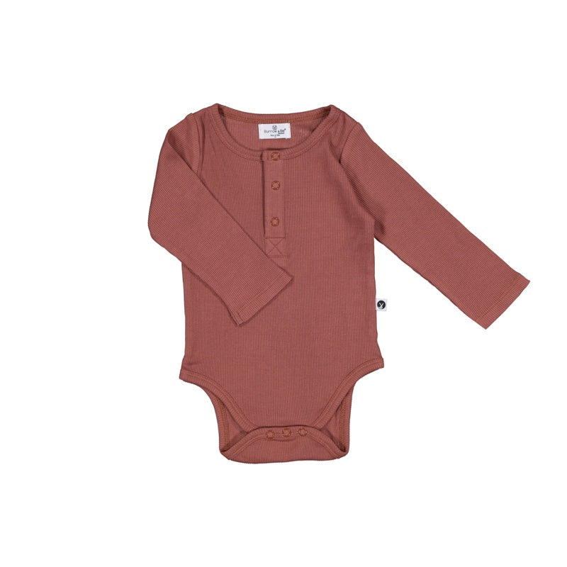 Burrow & Be Henley Rib Bodysuit - Clay