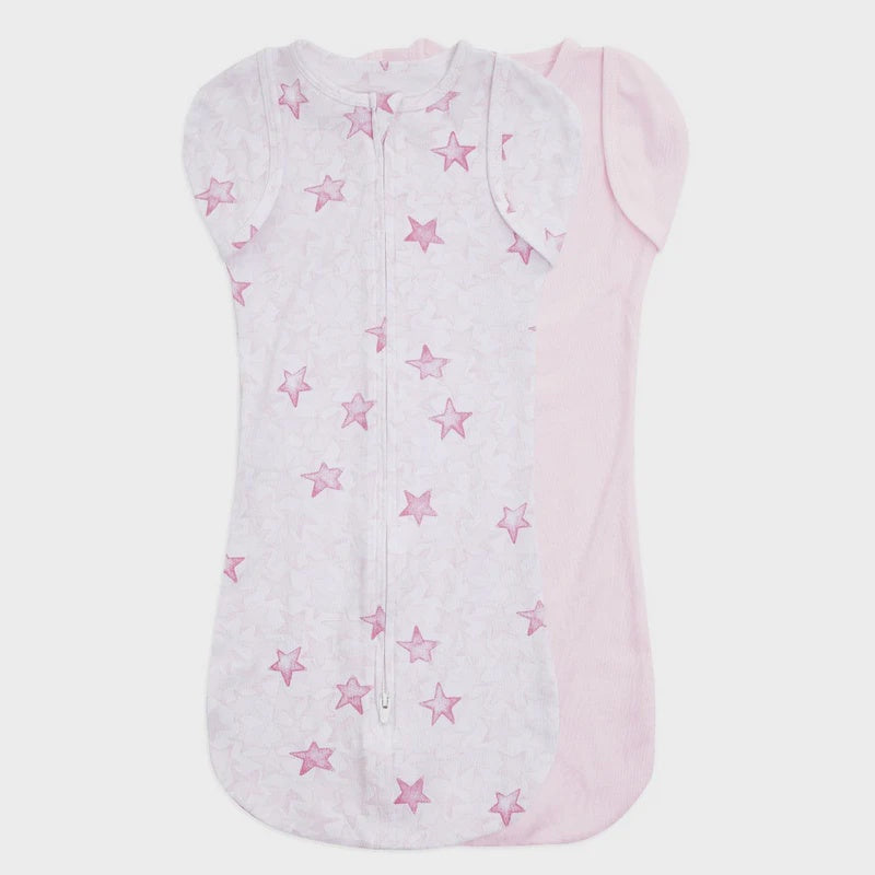 Aden + Anais Essentials Snug Swaddles 2pk - Twinkling Stars Pink