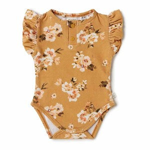 Snuggle Hunny Golden Flower Short Sleeve Bodysuit