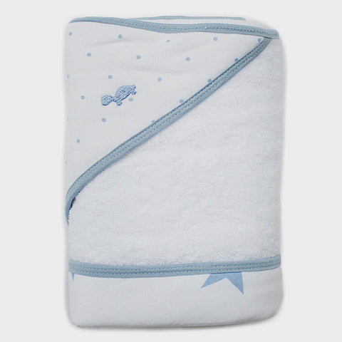 Little Turtle Baby Hooded Towel - Spots & Stars Blue