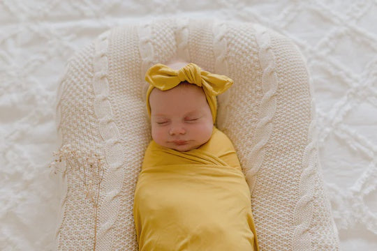 Luna's Treasures Jersey Topknot Headband - Sunny Mustard