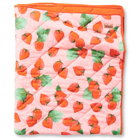 Kip & Co Strawberry Delight Quilted Cot Bedspread