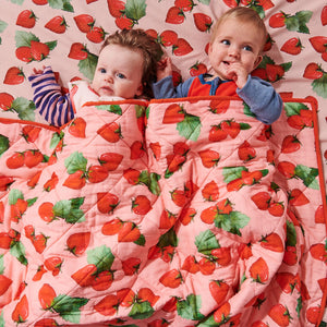 Kip & Co Strawberry Delight Quilted Cot Bedspread