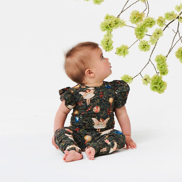 Kip & Co x Flower Fairies Angel Fairy Organic SS Frill Romper