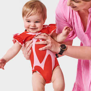 Kip & Co Big Hearted Organic SS Frill Romper
