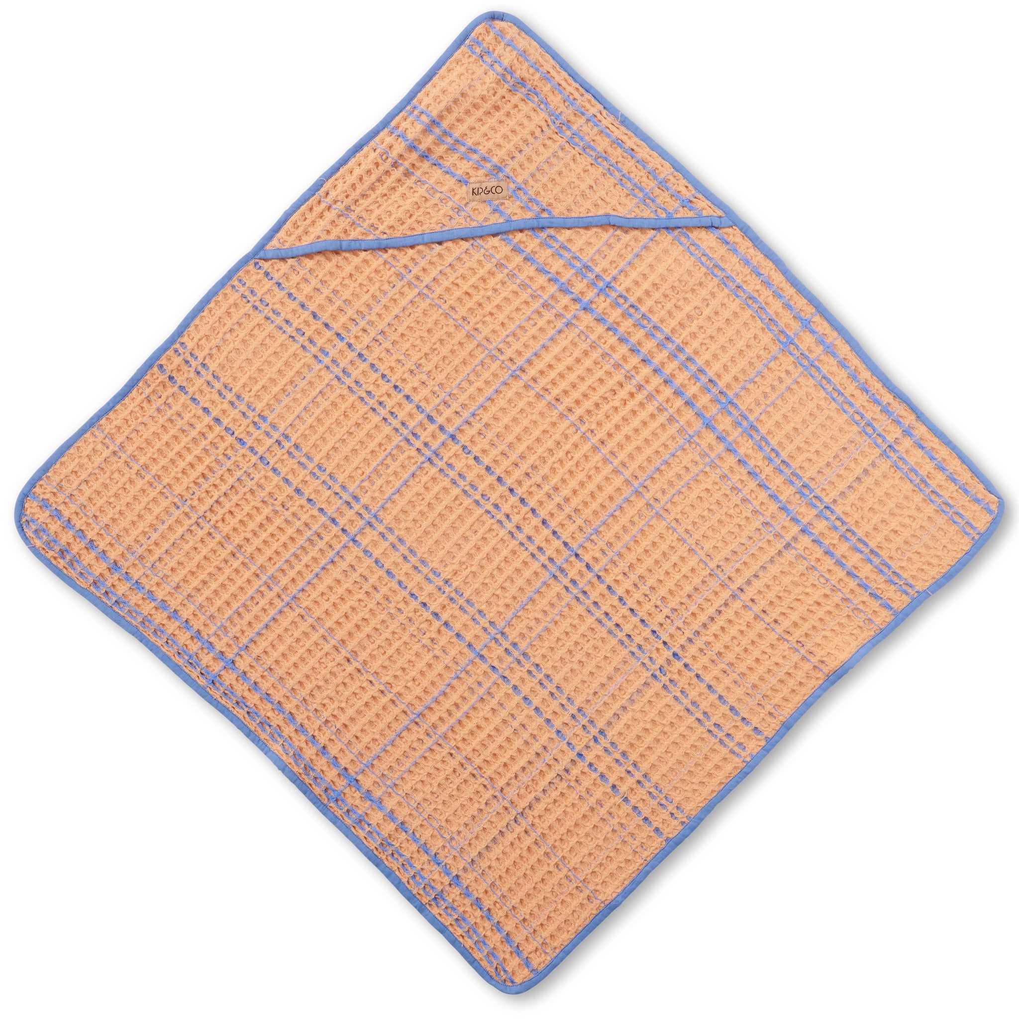 Kip & Co Peachy Blue Tartan Waffle Baby Towel