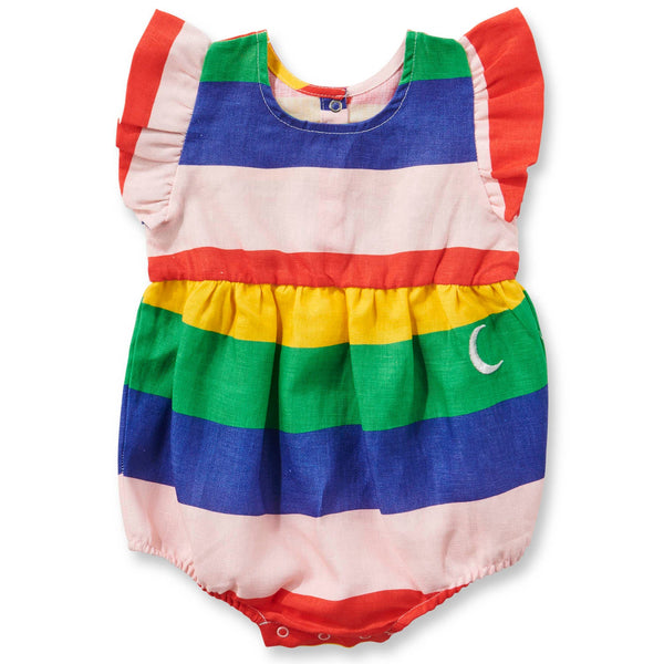 Kip & Co Rainbows End Linen Frill Baby Romper