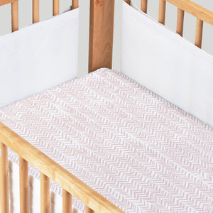 Little Bamboo Jersey Fitted Cot Sheet - Herringbone Dusty Pink